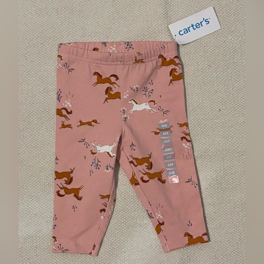 NWT Carter's Pink Horse Pattern Leggings